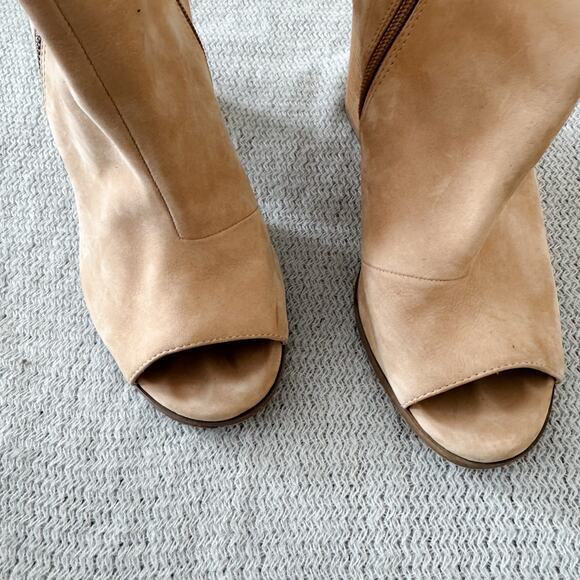 Aldo Tan Exposed Zipper Peep Toe Ankle Booties - Size 8.5 - Picture 2 of 9